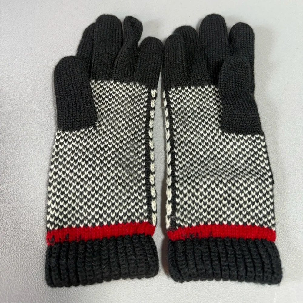 Anne Klein II Vintage Black White and Red Knit Gloves